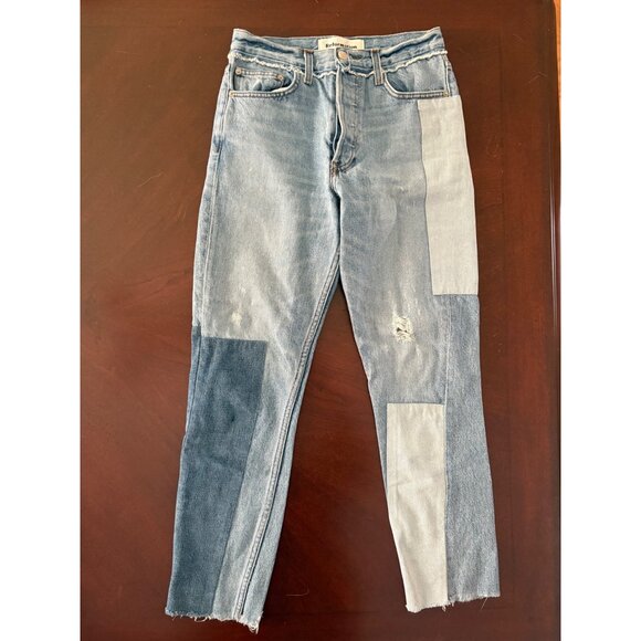 Reformation Denim Patch Skinny Distressed Patchwork Jeans Size 26 - Picture 2 of 13
